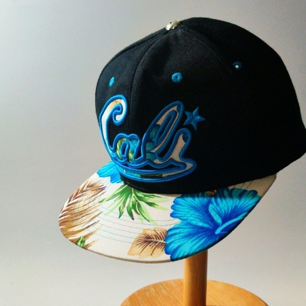 Cali Branded Blue‎ and white Tropical Floral SnapBack Hat